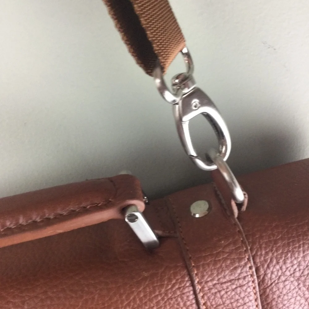 Bosca Leather and Canvas Flap Top Crossbody Messenger Briefcase